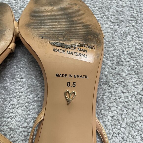 Lulus Synthetic Leather Strappy Sandals Heels Women 8.5 Nude Beige Formal Casual - Picture 13 of 13